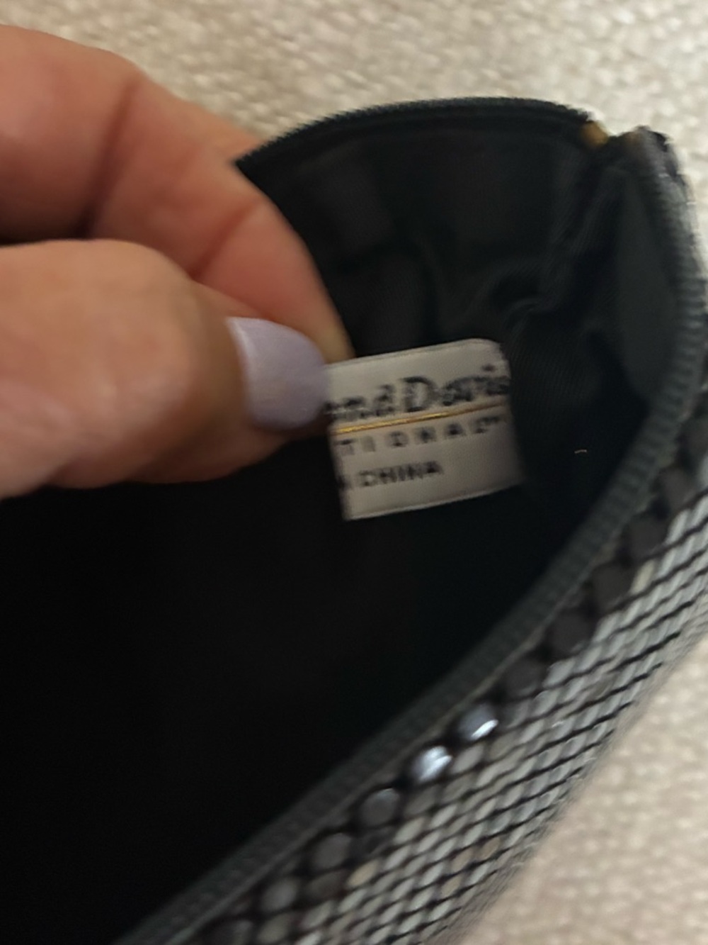 Whiting & Davis EUC Vintage Black Sequin Clutch Pouch -rhinestones. . - Picture 11 of 12